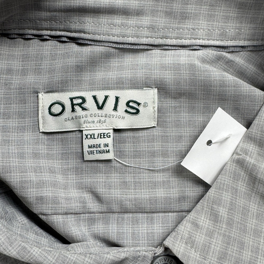 Orvis Mens  XXL Gray‎ Plaid Short Sleeve Button-Up Shirt Lightweight Sportsman - Picture 7 of 7